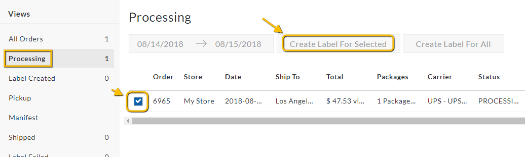 Generate Shipping Labels for your orders