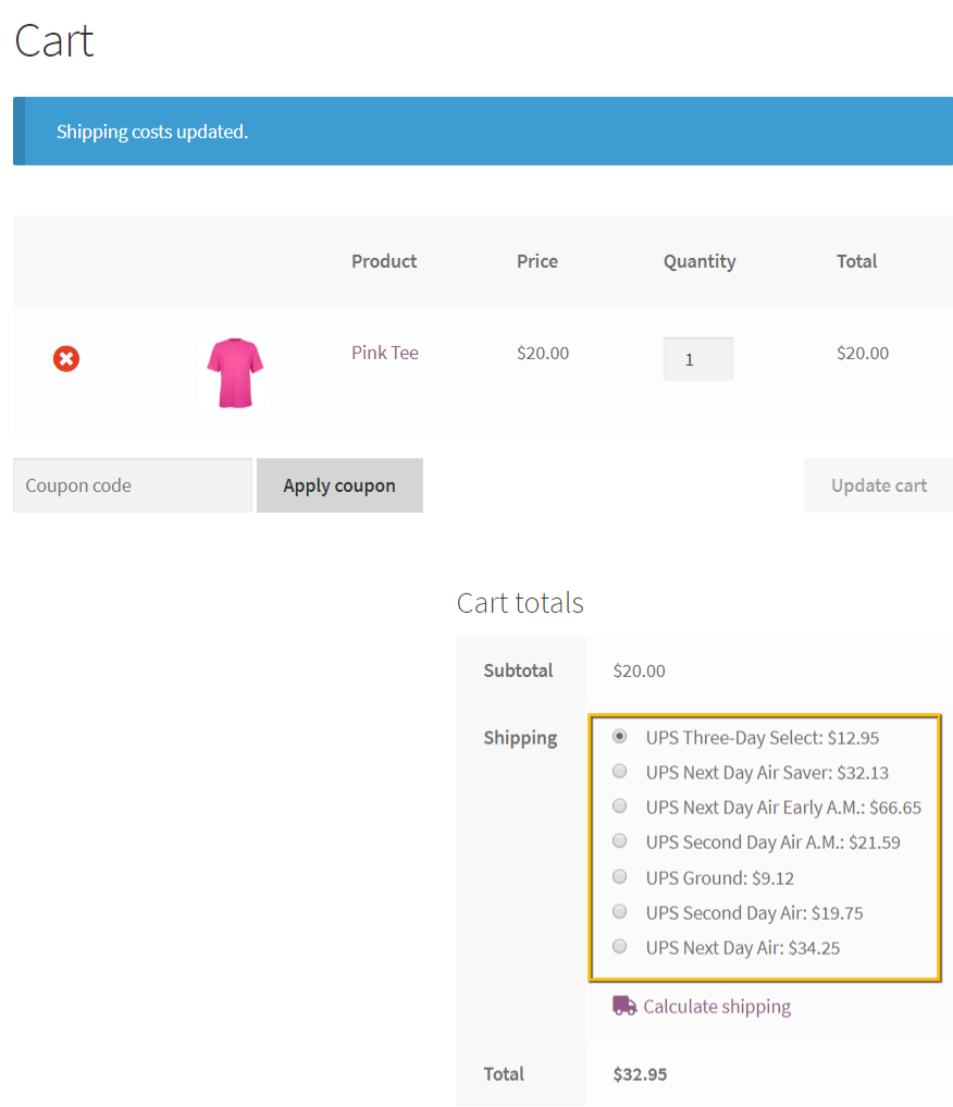 Real-Time Shipping Rates on your cart page