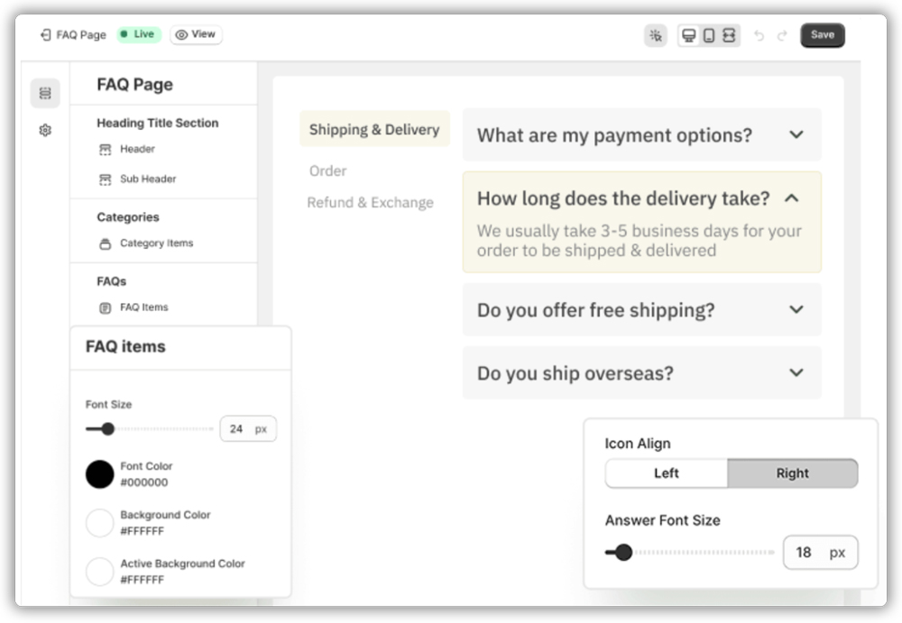 Customize FAQs